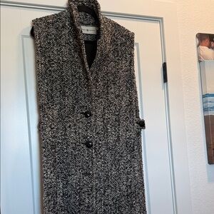 Tory Burch Black and White Tweed Vest - long